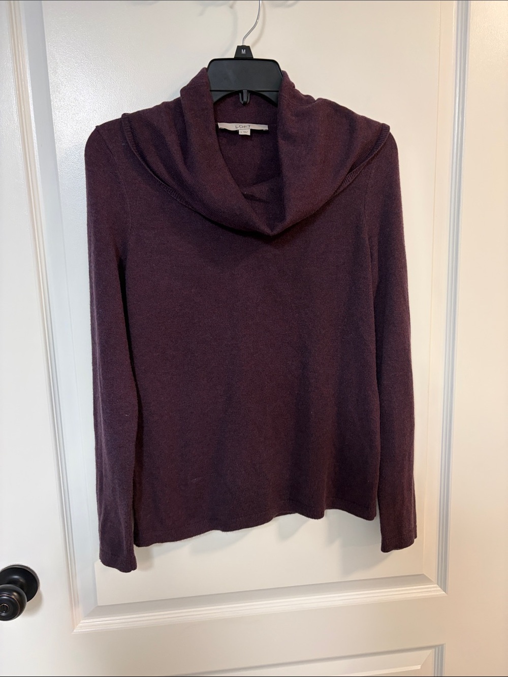 LOFT Plum Draped Cowl Neck Sweater